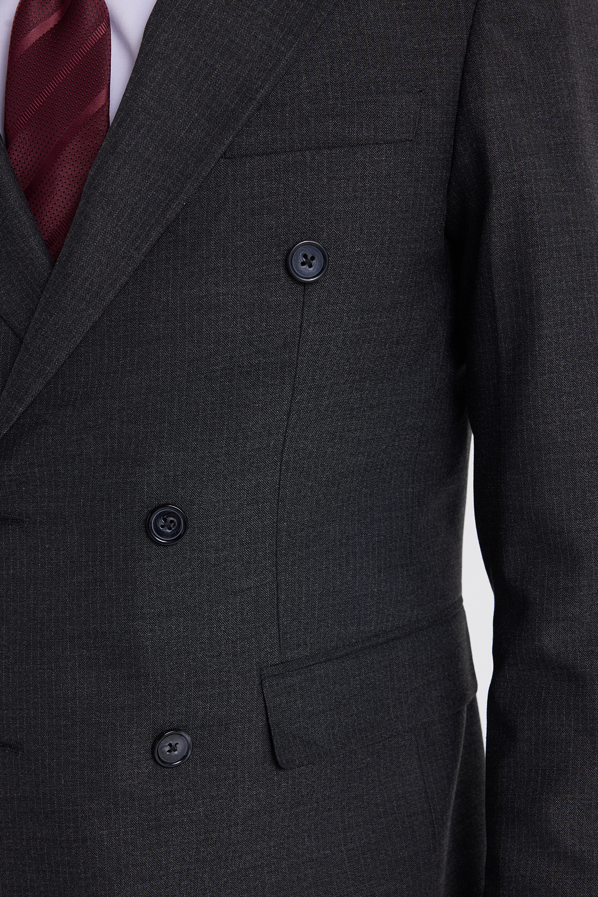 Tudors Erkek Slim Fit Sivri Yaka Çizgili Kapaklı Cepli Antrasit Takım Elbise görsel 4