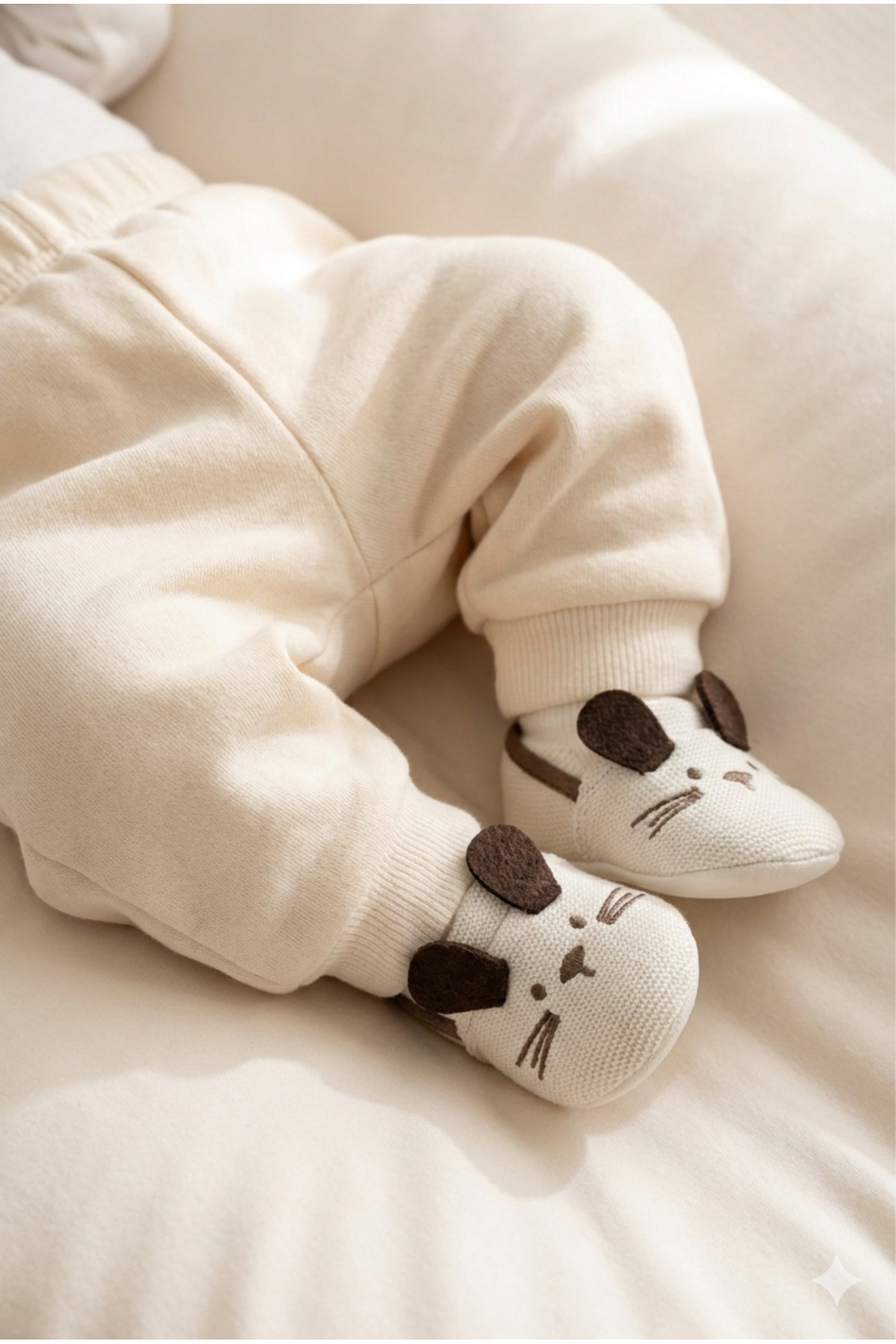minissa baby kids Ekru Rengi Yumuşak Çoraplı Triko Patik Bebek Patik İlk Adım, Kaydırmaz Tabanlı Panduf fotoğrafı 2 (önizleme)