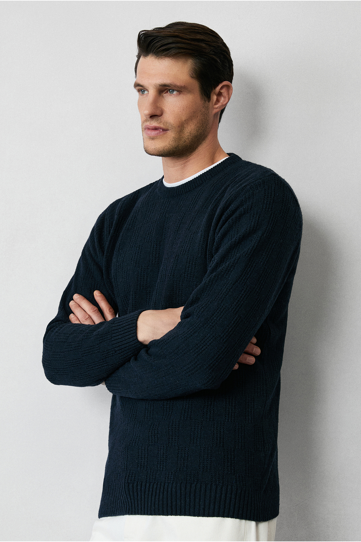 کیگیلی ژاکت بافتنی پشمی طرح‌دار یقه گرد معمولی