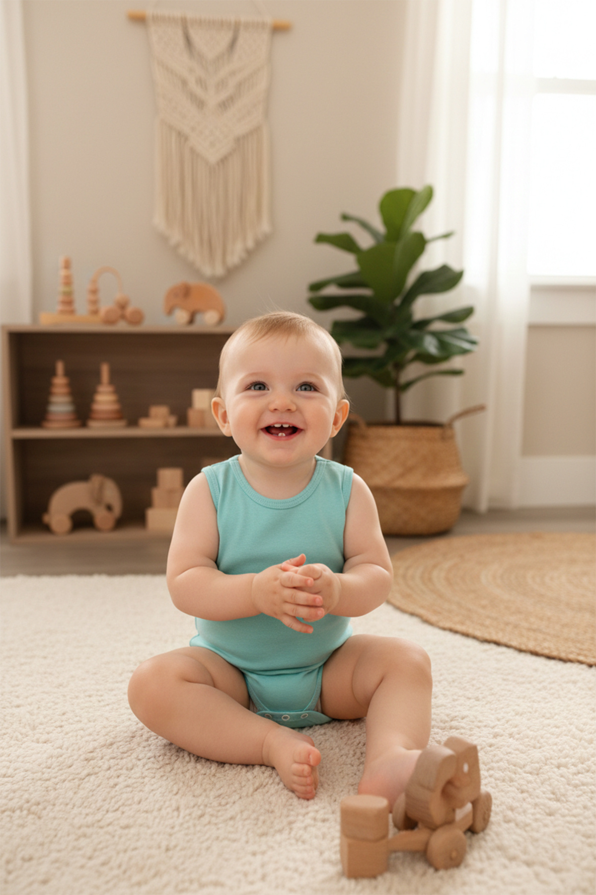 MAHFEL %100 Organik Pamuklu Çıtçıtlı Kolsuz Bebek Body Zıbın 5'li paket fotoğrafı 5 (önizleme)