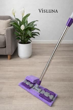 VİSLUNA (+1 Yedek Bez Hediyeli ) Mikrofiber Mandallı Mop Pratik Cam Duvar Yüz...