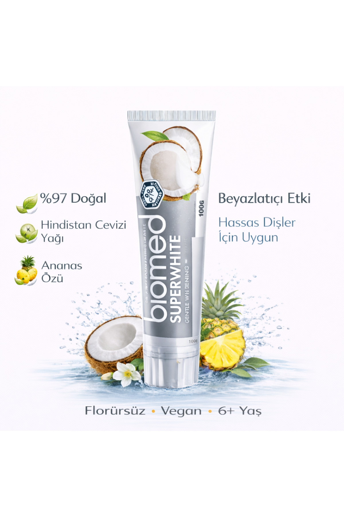 Biomed SuperWhite Florürsüz Beyazlatıcı Diş Macunu – Doğal İçerikli – 100 gr - Fiyatı, Yorumları