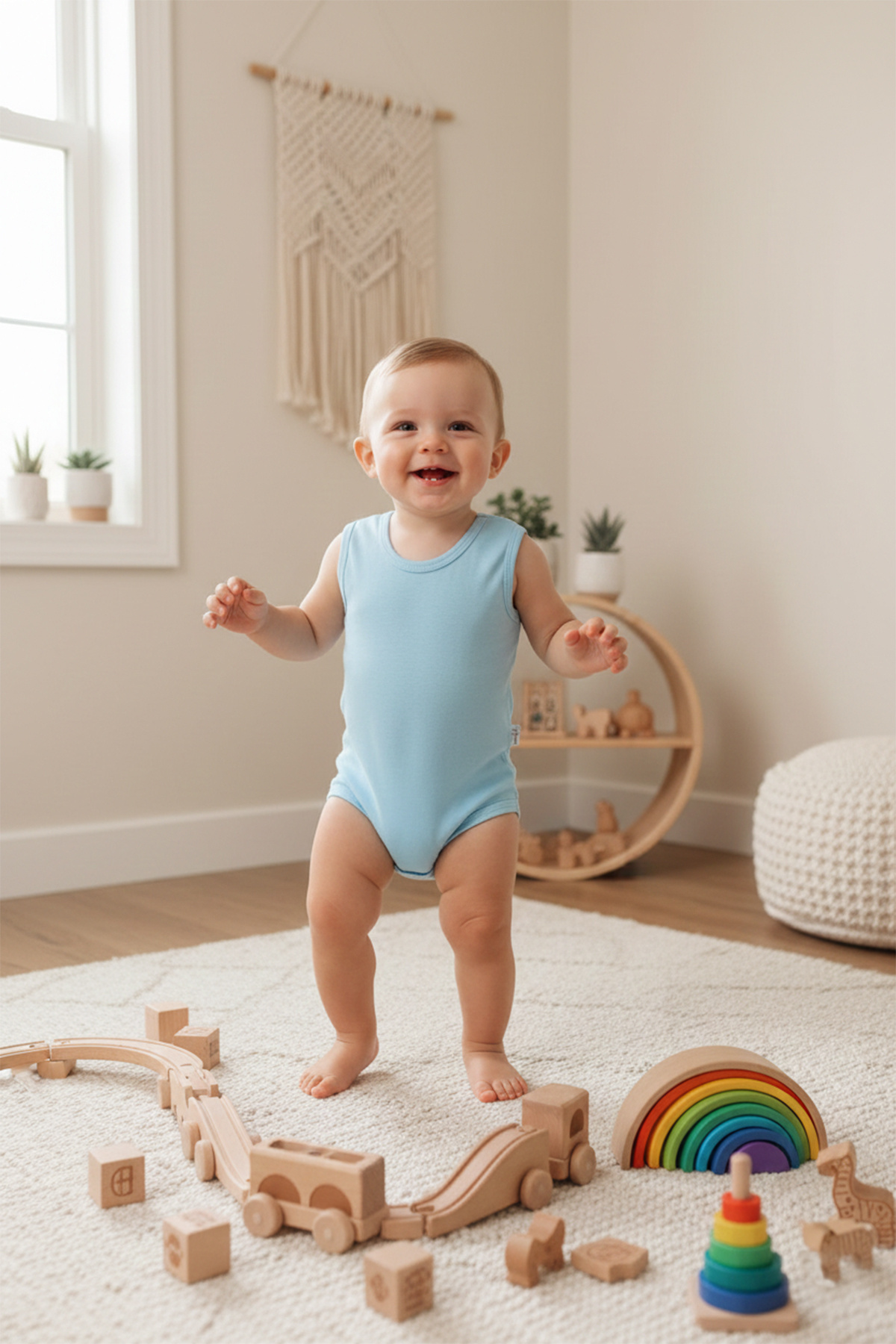 MAHFEL %100 Organik Pamuklu Çıtçıtlı Kolsuz Bebek Body Zıbın 3lü Paket fotoğrafı 4 (önizleme)