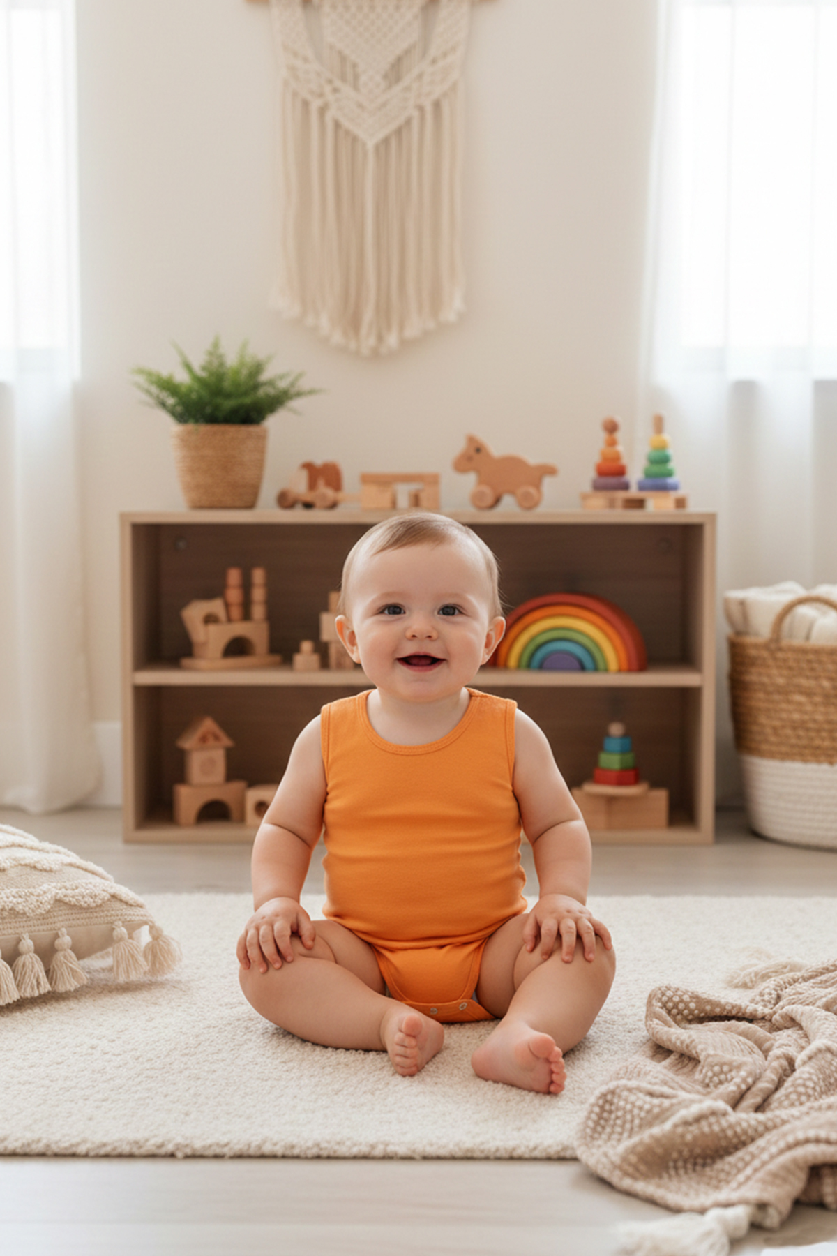 MAHFEL %100 Organik Pamuklu Çıtçıtlı Kolsuz Bebek Body Zıbın 5'li paket fotoğrafı 4 (önizleme)