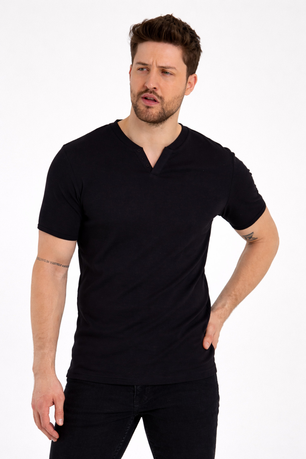 Genel Markalar  2124 Düğmeli Yaka Kısa Kol T-shırt - Görsel 5