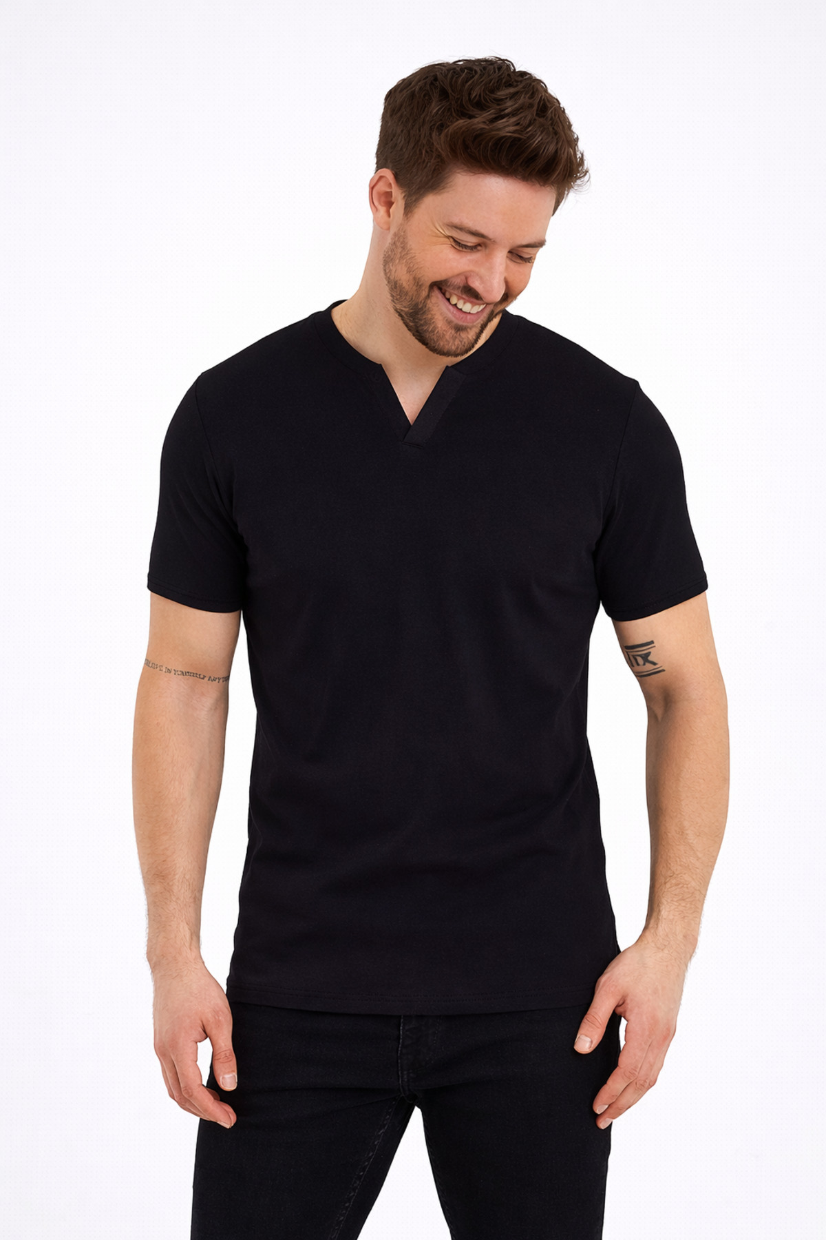 Genel Markalar  2124 Düğmeli Yaka Kısa Kol T-shırt - Görsel 3