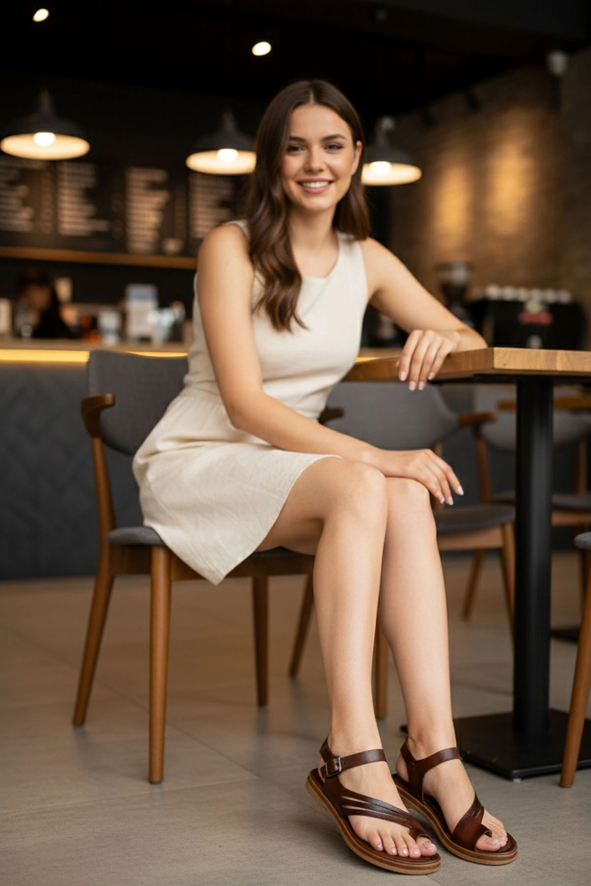 Lively Stylish  Teta Deri Parmak Arası Bodrum Sandalet - Görsel 7