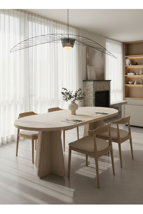 KARMOB Oval Salon Yemek masası ( sadece görseldeki masa verilecektir)