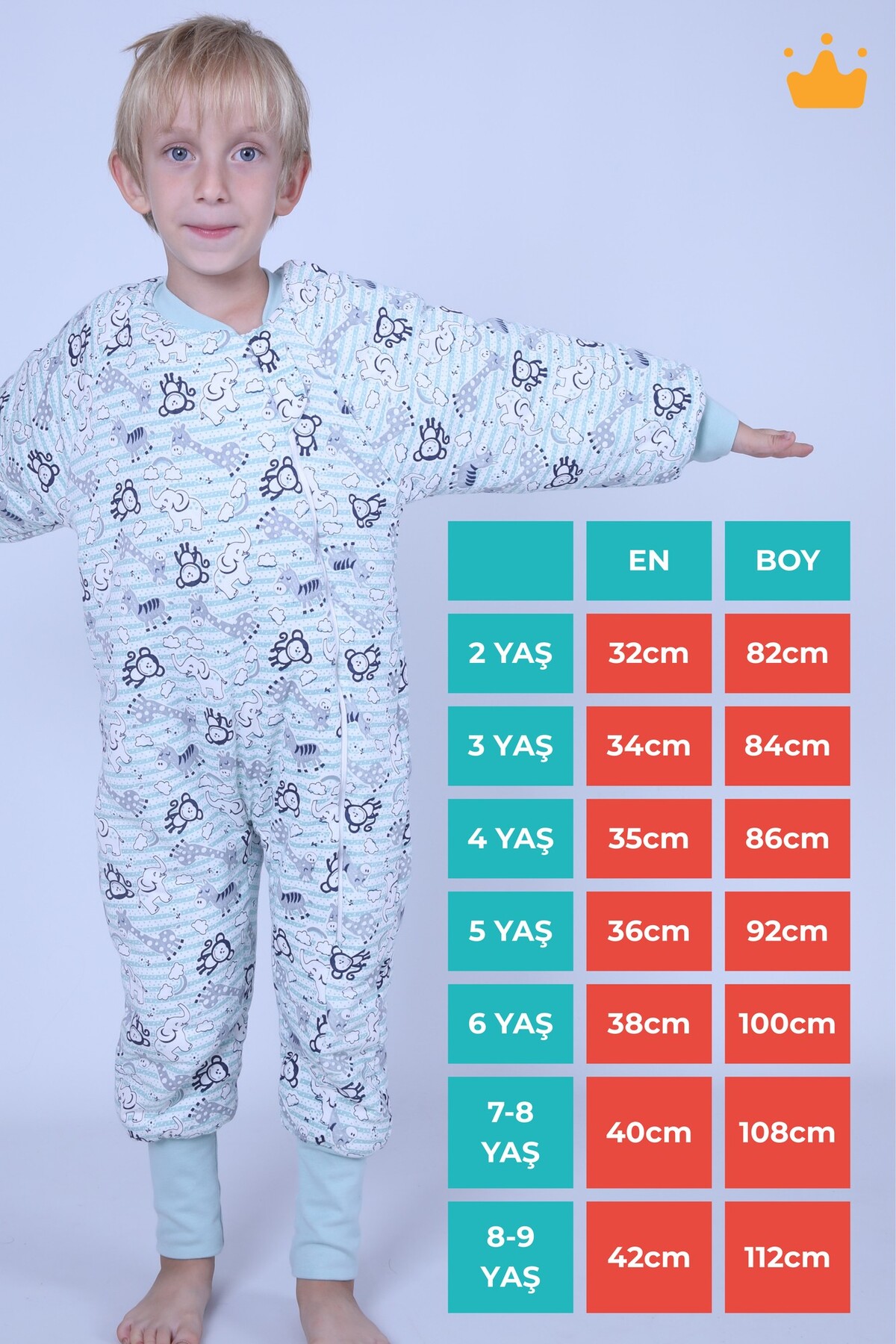 Babyhola 2-9 Yaş 2.5 Tog Premium Kalite Kalın Elyaf Dolgulu Kız Erkek Çocuk Uyku Tulumu Yeşil Fil 6020 fotoğrafı 5 (önizleme)