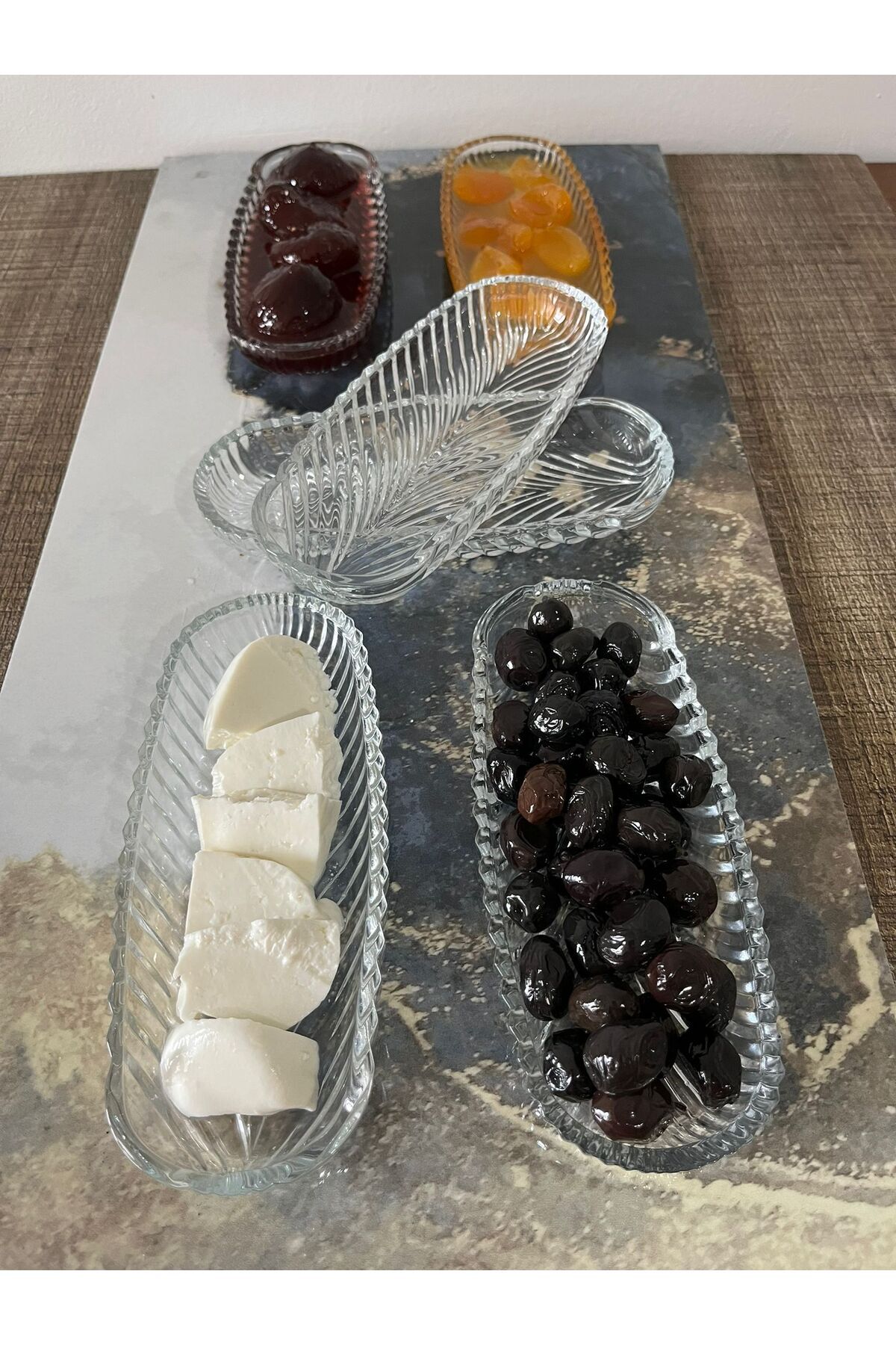 6-Piece Boat Plate Santa 6-Piece Glass Boat Plate jam dish breakfast serving plate 20*8 Cm