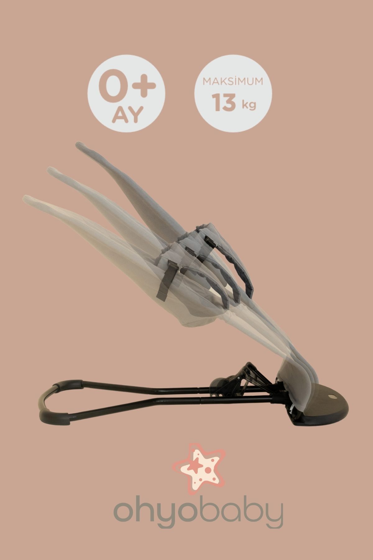 OHYO Oyuncaklı Premium Cotton Bebekler Için Üç Kademeli Kolay Taşınabilir Sallanan Ana Kucağı -gri fotoğrafı 5 (önizleme)