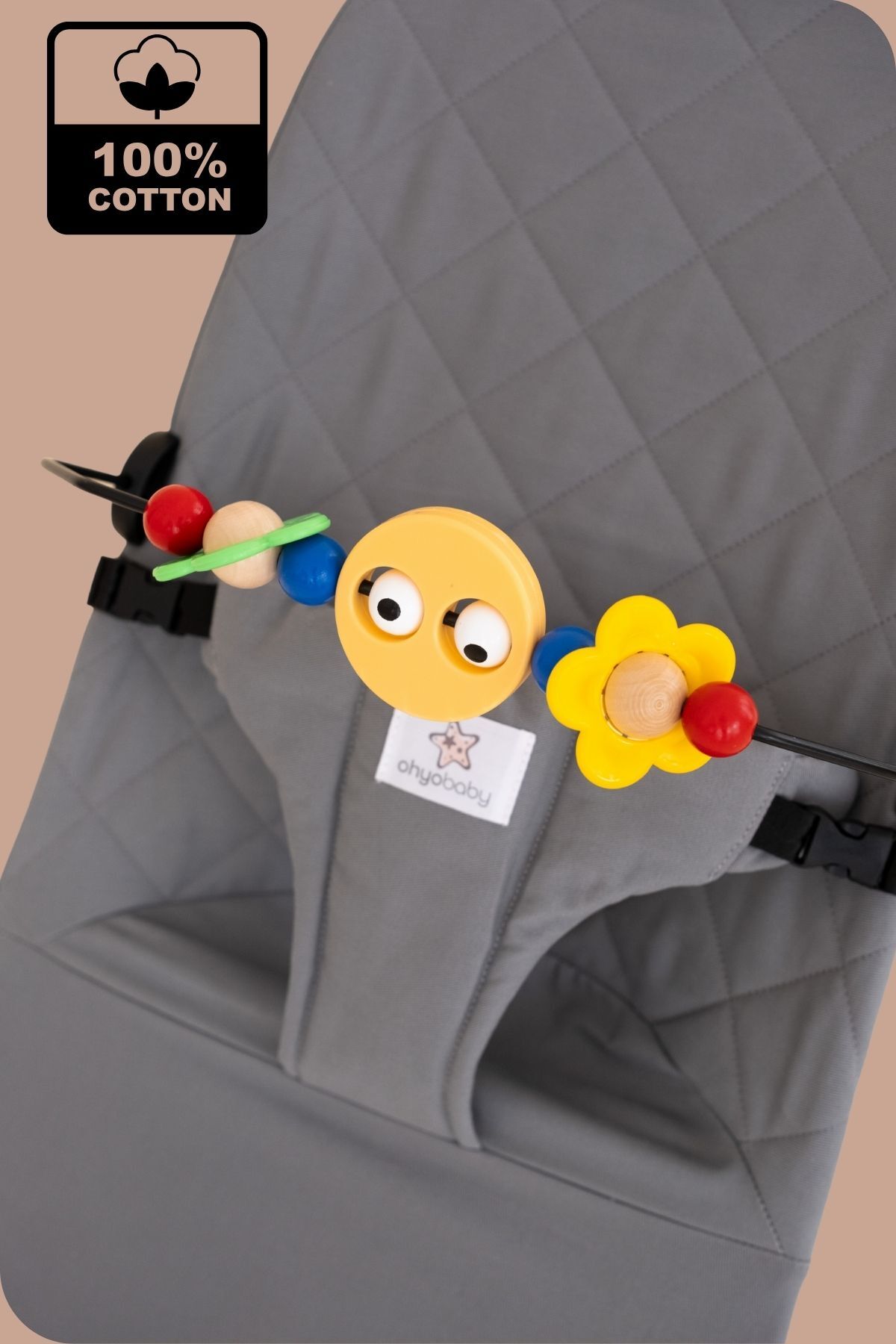 OHYO Oyuncaklı Premium Cotton Bebekler Için Üç Kademeli Kolay Taşınabilir Sallanan Ana Kucağı -gri fotoğrafı 3 (önizleme)