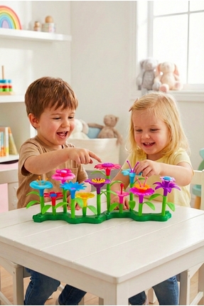BubbyPlay 52 Parça Çiçek Bahçesi Yapım Seti Montessori Tak Çıkar Blok Eğitici...