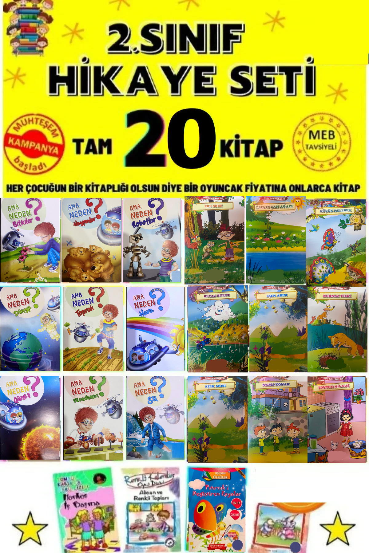 GÖNÜL YAYINCILIK 2.sınıflar Için Hikaye Kitabı Seti(rengarenk 20 'li Öykü Set)i fotoğrafı 2 (önizleme)