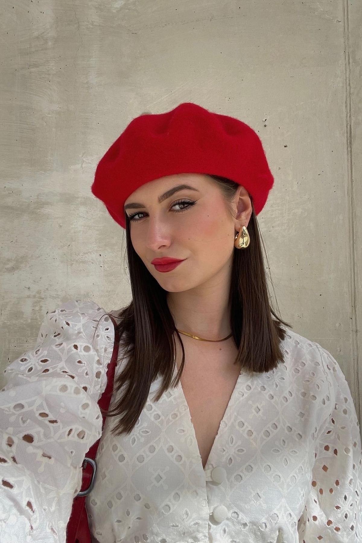 Goldmine Fransız Ressam Avusturalya Yün Keçe Bere Kırmızı görsel 5