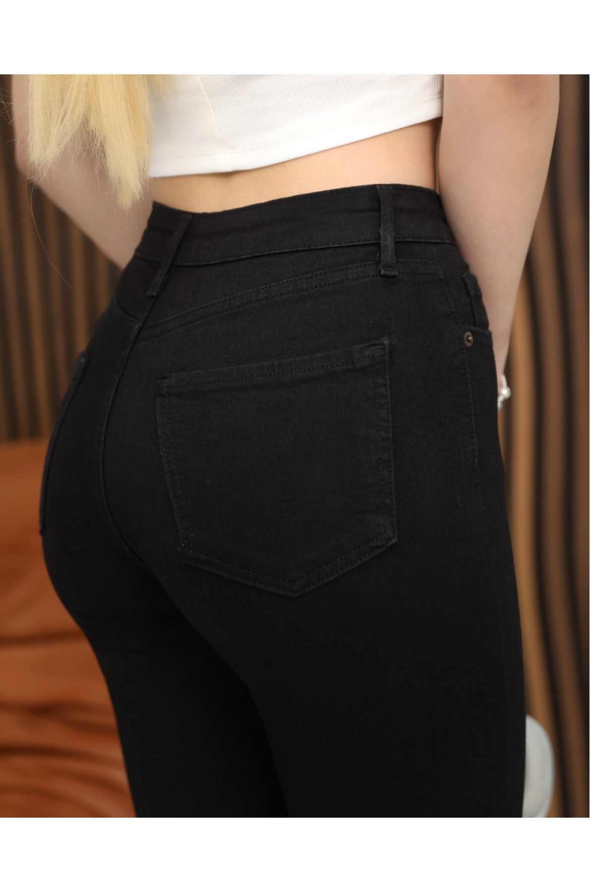 Kadın Siyah Yüksel Bel Skinny Fit Jean Pantolon