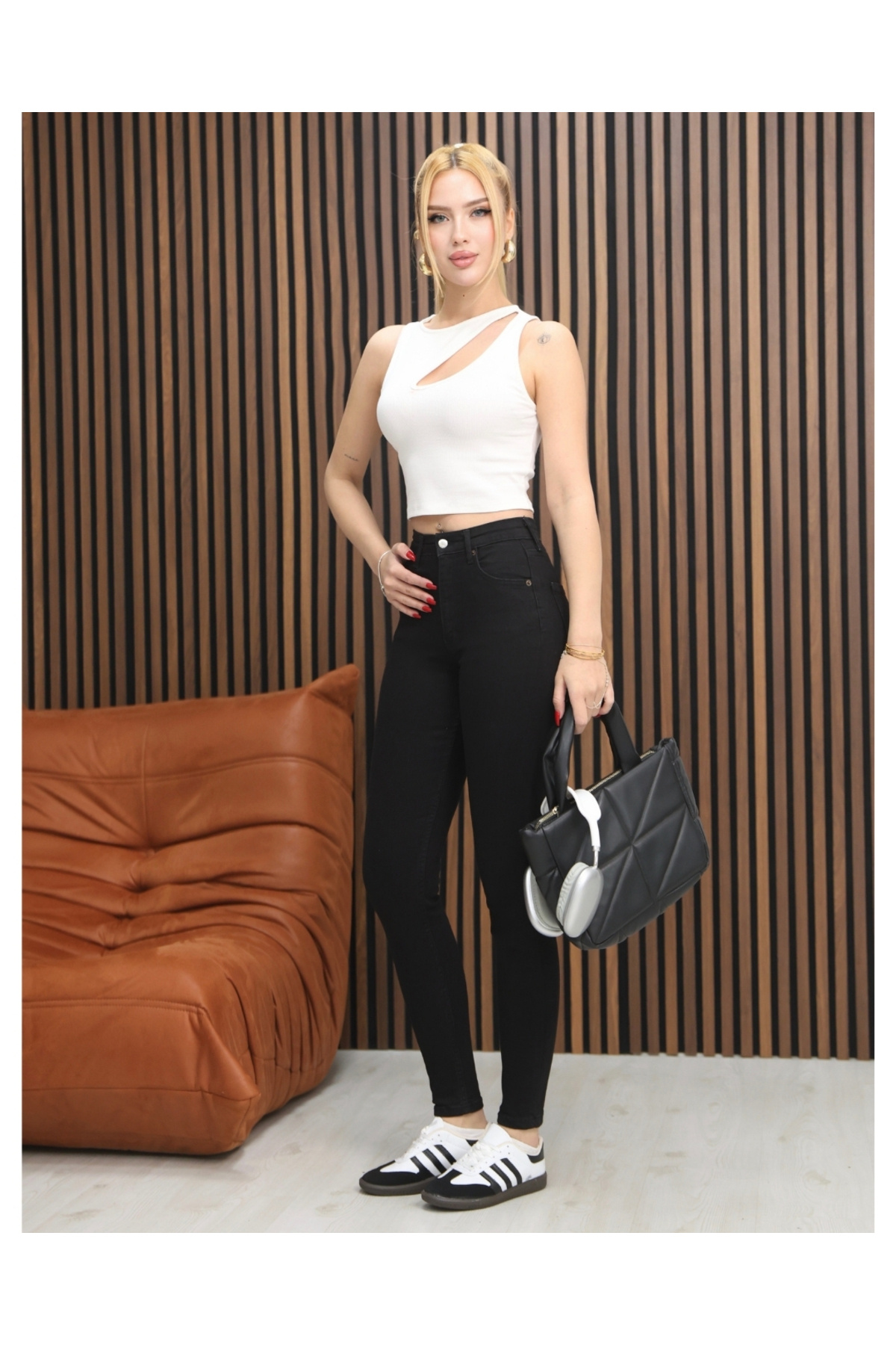 Kadın Siyah Yüksel Bel Skinny Fit Jean Pantolon