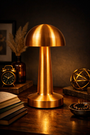 Telvesse Şarjlı Mantar Masa Lambası Metal Dokunmatik 3 Işık Parlaklık Ayarlı ...