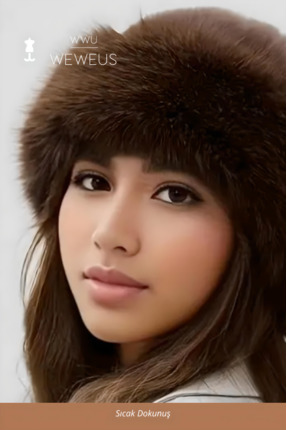 Weweus Kahverengi Tüylü Kürk Görünümlü Kışlık Premium Kadın Şapka