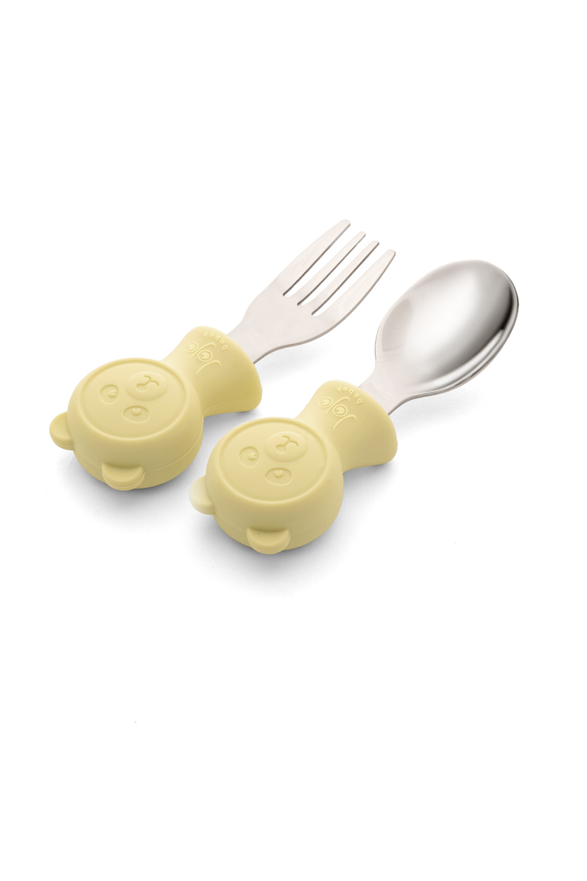 jojobebek Premium Çocuk BPA Free Kaliteli Silikon Saplı Paslanmaz Çelik Uçlu Çatal-Kaşık /SARI fotoğrafı 6 (önizleme)