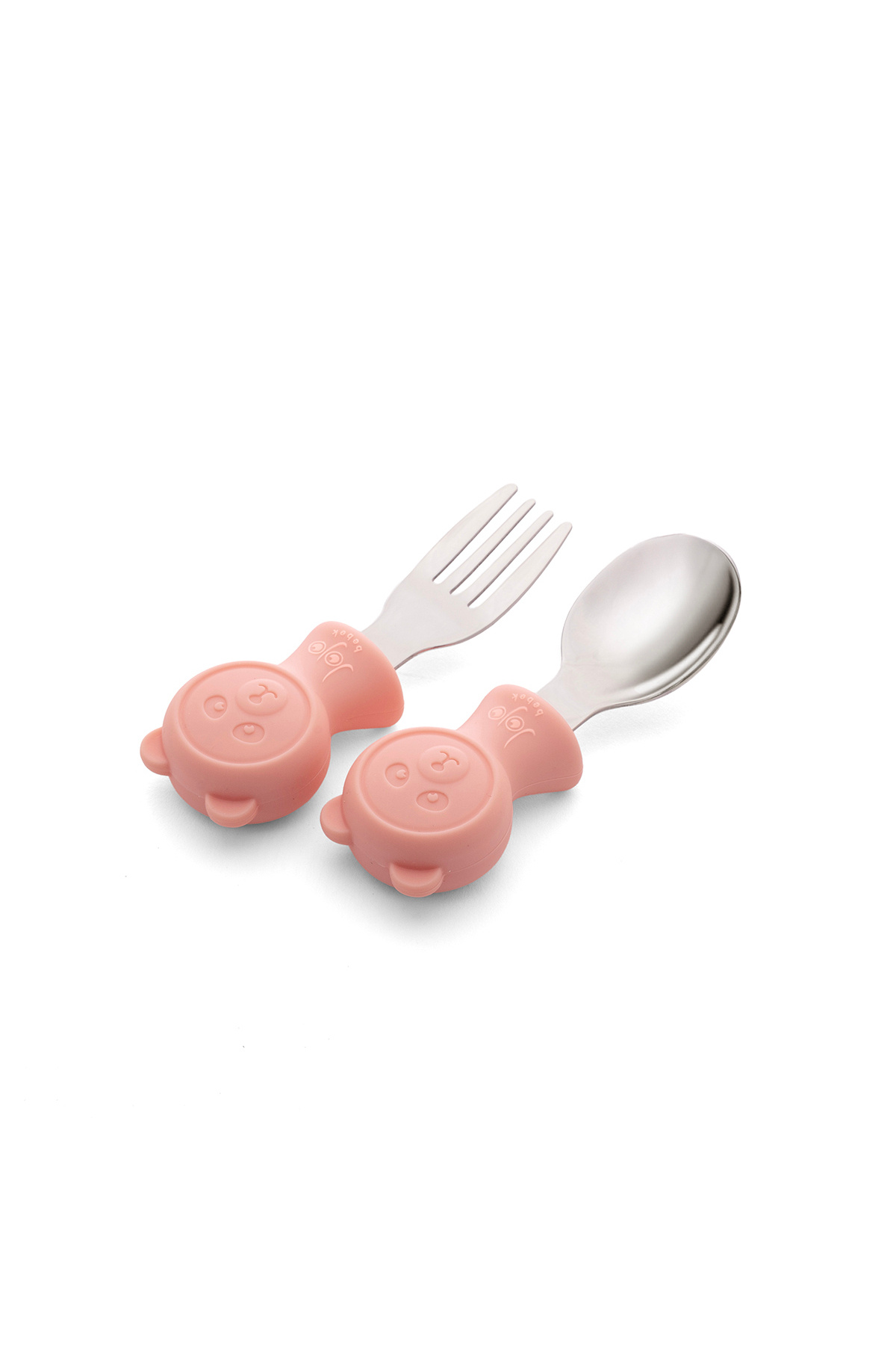 jojobebek Premium Çocuk BPA Free Kaliteli Silikon Saplı Paslanmaz Çelik Uçlu Çatal-Kaşık (PEMBE) fotoğrafı 6 (önizleme)