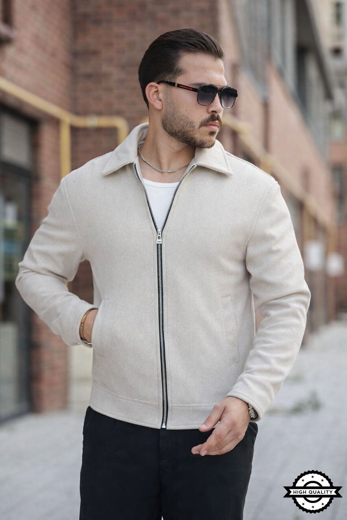 KOCCI  Yeni Sezon Soğuk Geçirmez Rahat Kesim Kışlık Erkek Kaşe Ceket Mont - Görsel 3