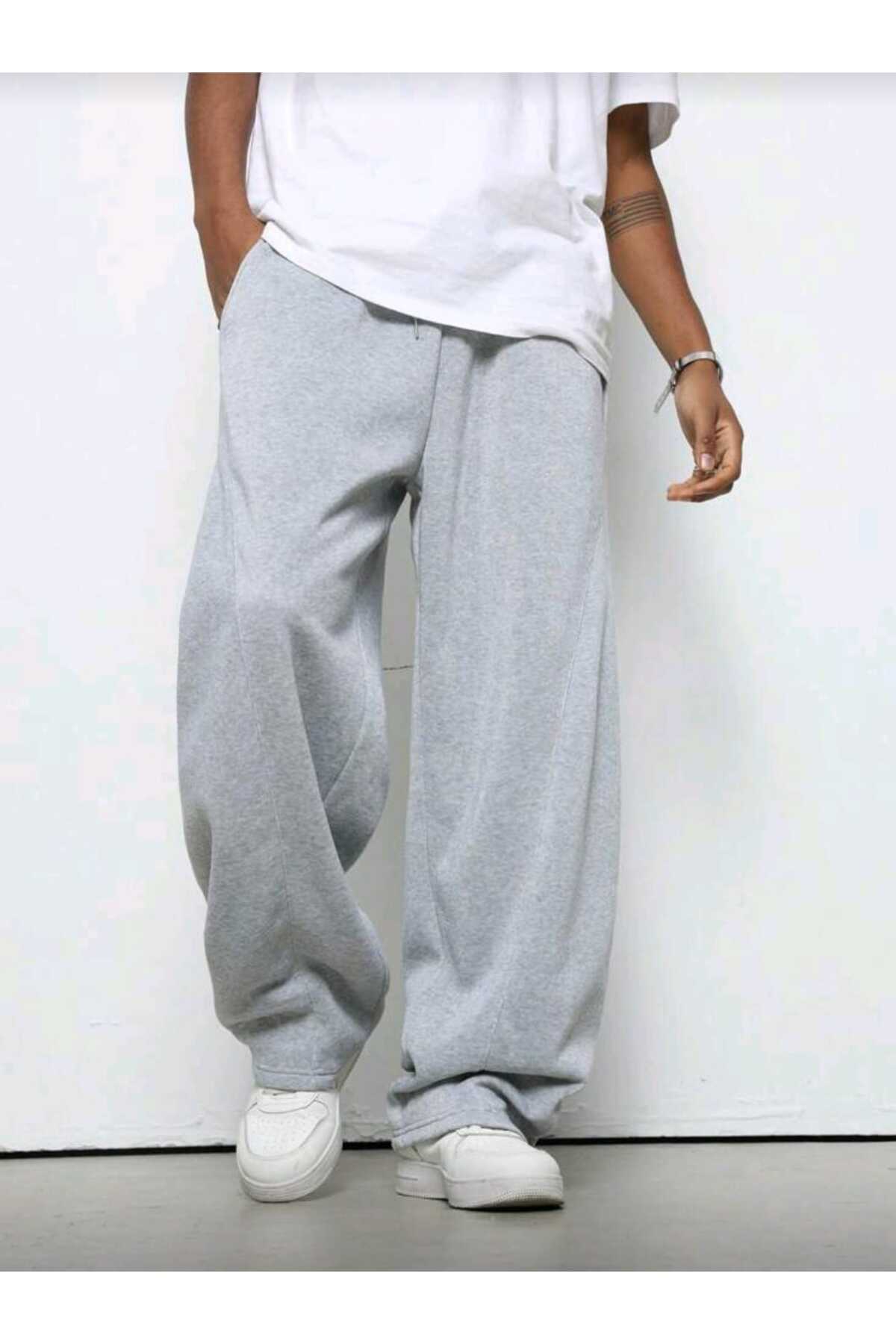 Genel Markalar  EŞOFMAN ALTI 2(ADET) Siyah Gri Battal Büyük Beden Spor Giyim Kaliteli Bol Kesim Esnek Rahat Kumaş - Görsel 3