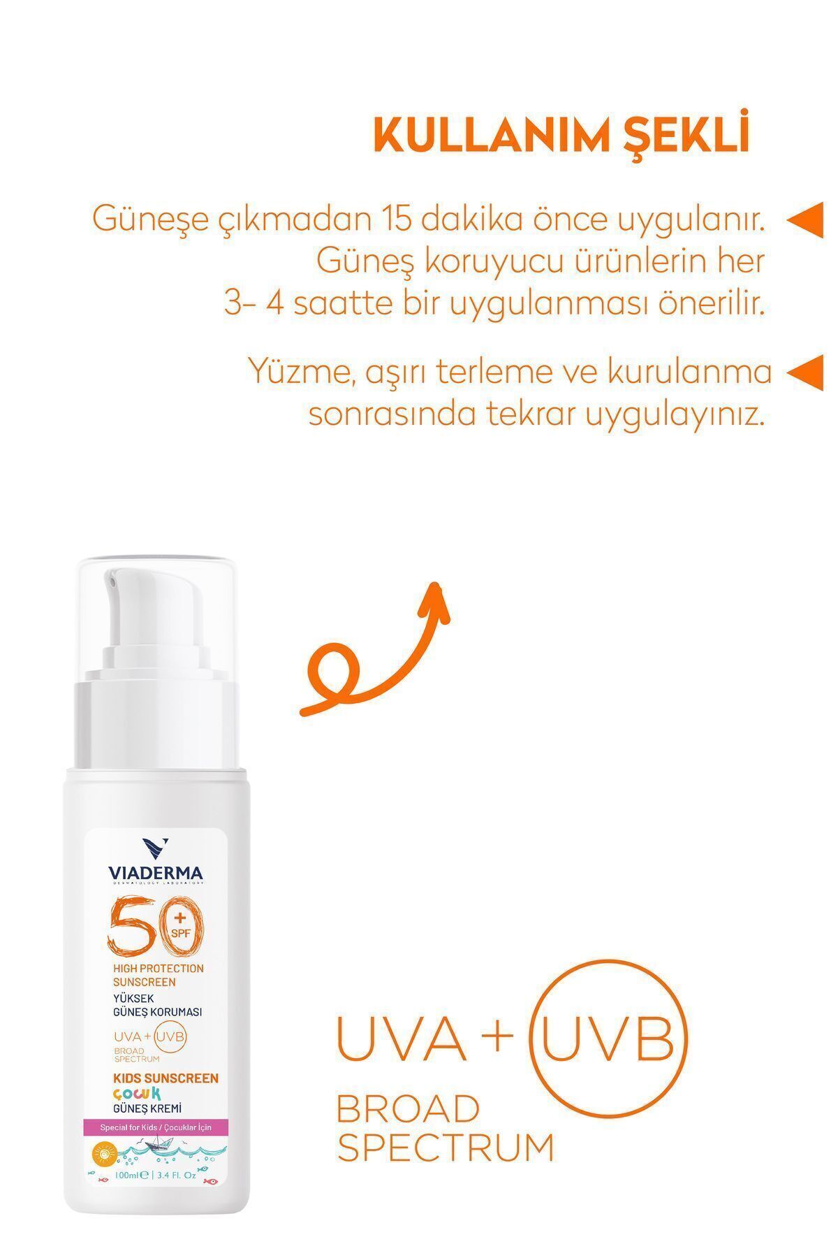 Viaderma SPF 50+ Çocuk Güneş Kremi - Mineral Filtreli, Vitamin E İçerikli, 100 ml fotoğrafı 6 (önizleme)