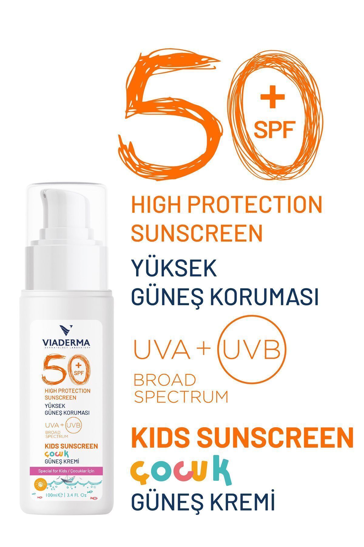 Viaderma SPF 50+ Çocuk Güneş Kremi - Mineral Filtreli, Vitamin E İçerikli, 100 ml fotoğrafı 7 (önizleme)