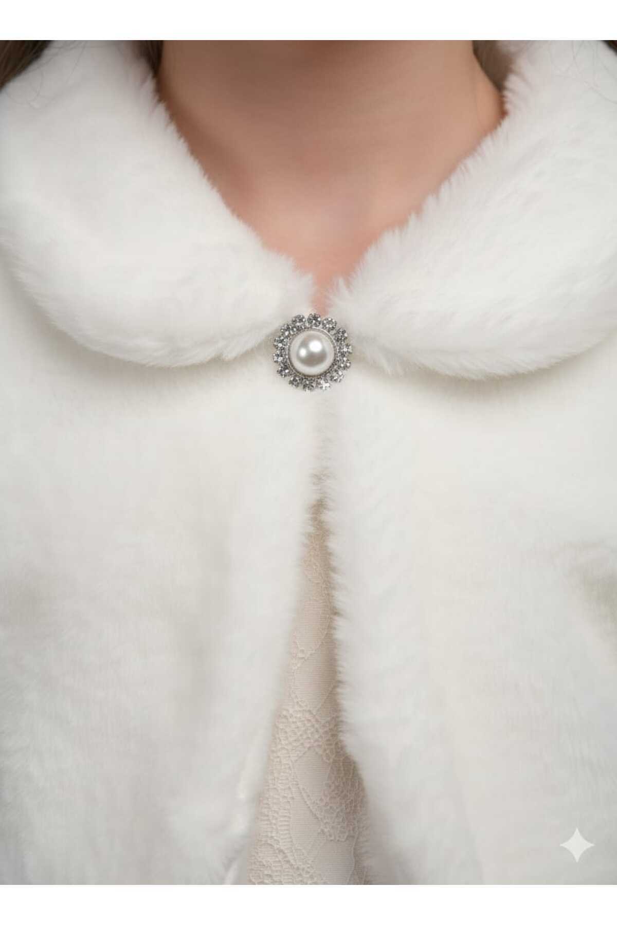 Yonca Çocuk  Esila Kids 4102-1 Kürklü Peluş Kız Çocuk Bolero - Görsel 4