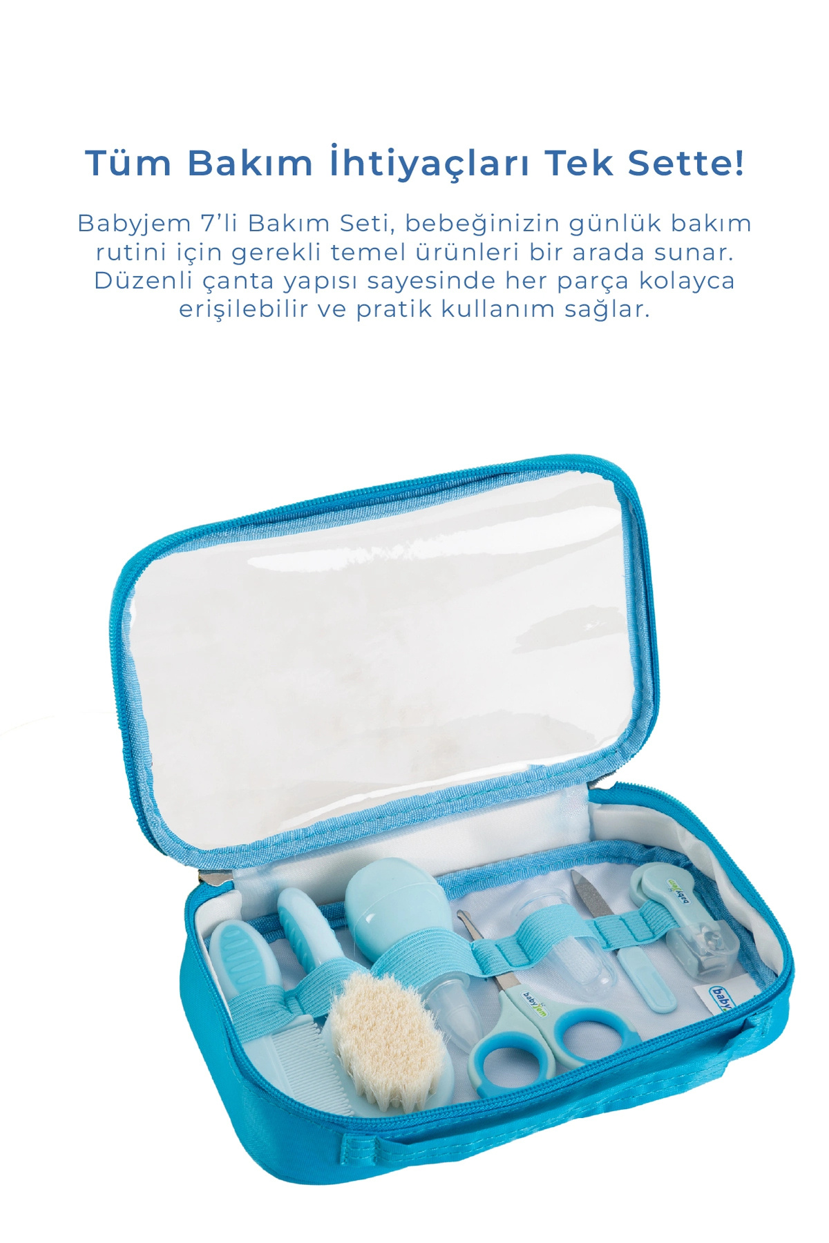 Babyjem Çantalı Bebek Bakım Bakım Seti 7 Parça Mavi fotoğrafı 2 (önizleme)