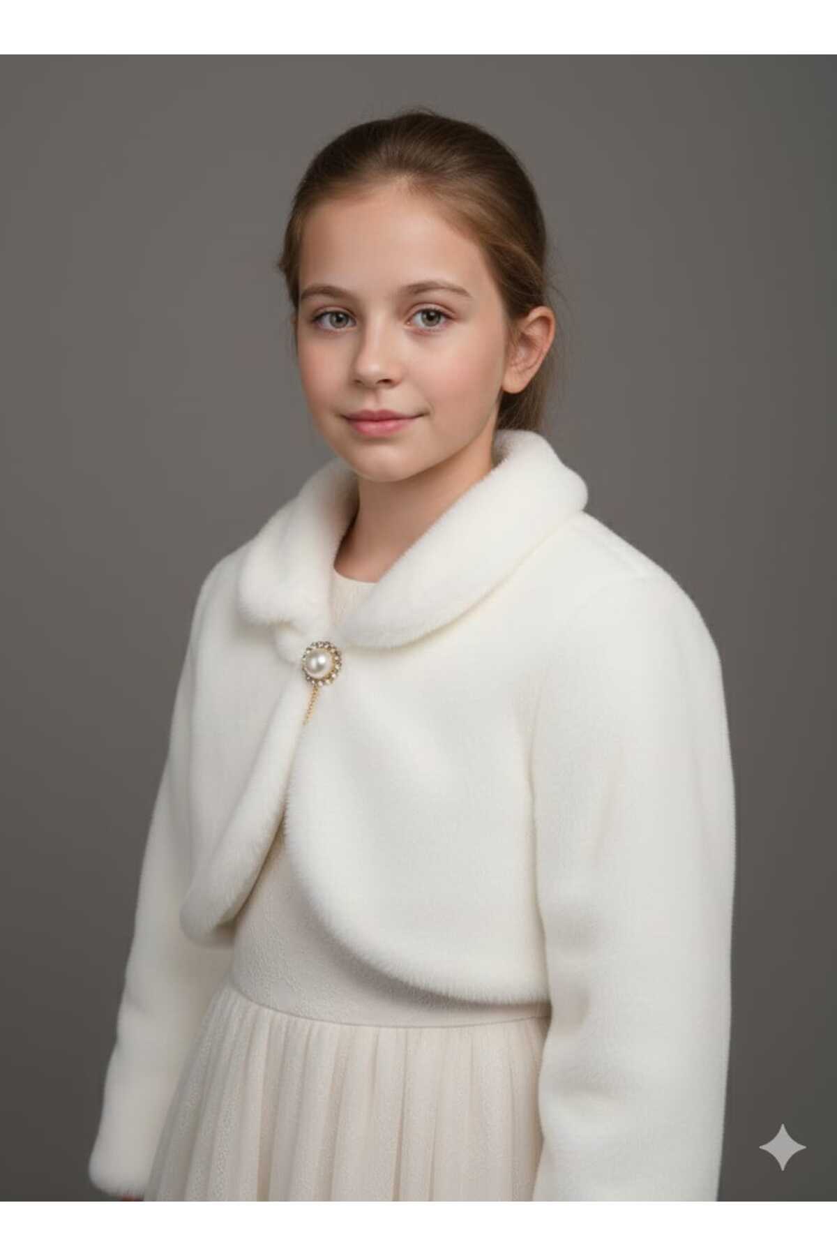 Yonca Çocuk  Esila Kids 4102-1 Kürklü Peluş Kız Çocuk Bolero