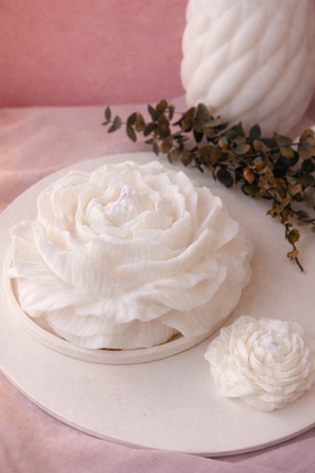 LUMİNA Büyük Şakayık Soya Doğal Dekoratif Kokulu Mum  Tekli Beyaz - Hediyelik...