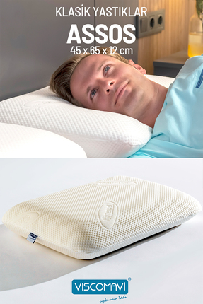 viscomavi Klasik Visco Yastık (ASSOS) Doğal Lifli Kılıflı | Astarlı | Dayanım...