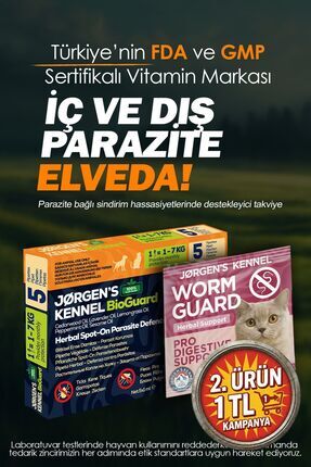 Jorgens Kennel Kedi için %100 İç - Dış Bitkisel Parazit Tableti ve Damlası | ...