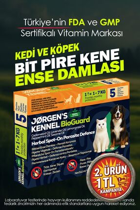 Jorgens Kennel Kedi & Köpek Dış Parazit Bitkisel Damla – Pire, Bit, Kene Koru...
