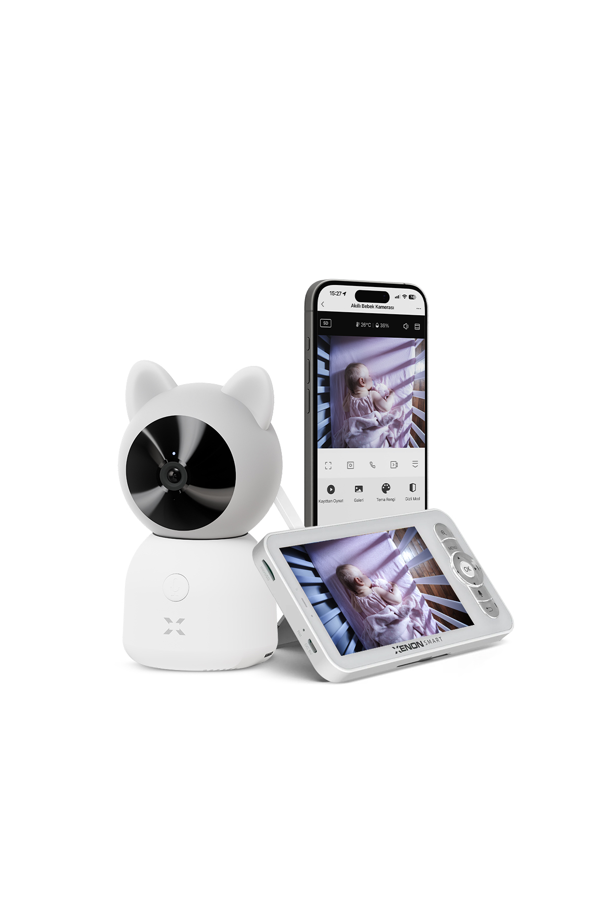 Xenon Smart Akıllı Bebek Kamerası 5" Monitörlü Çoklu İzleme ve Sesli İletişim 2 Adet Baby Camera X7202 fotoğrafı 2 (önizleme)