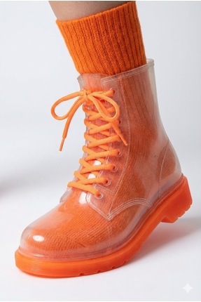 Frida Shoes Frida Kadın Şeffaf Su Geçirmez Bot 13400-turuncu Taban