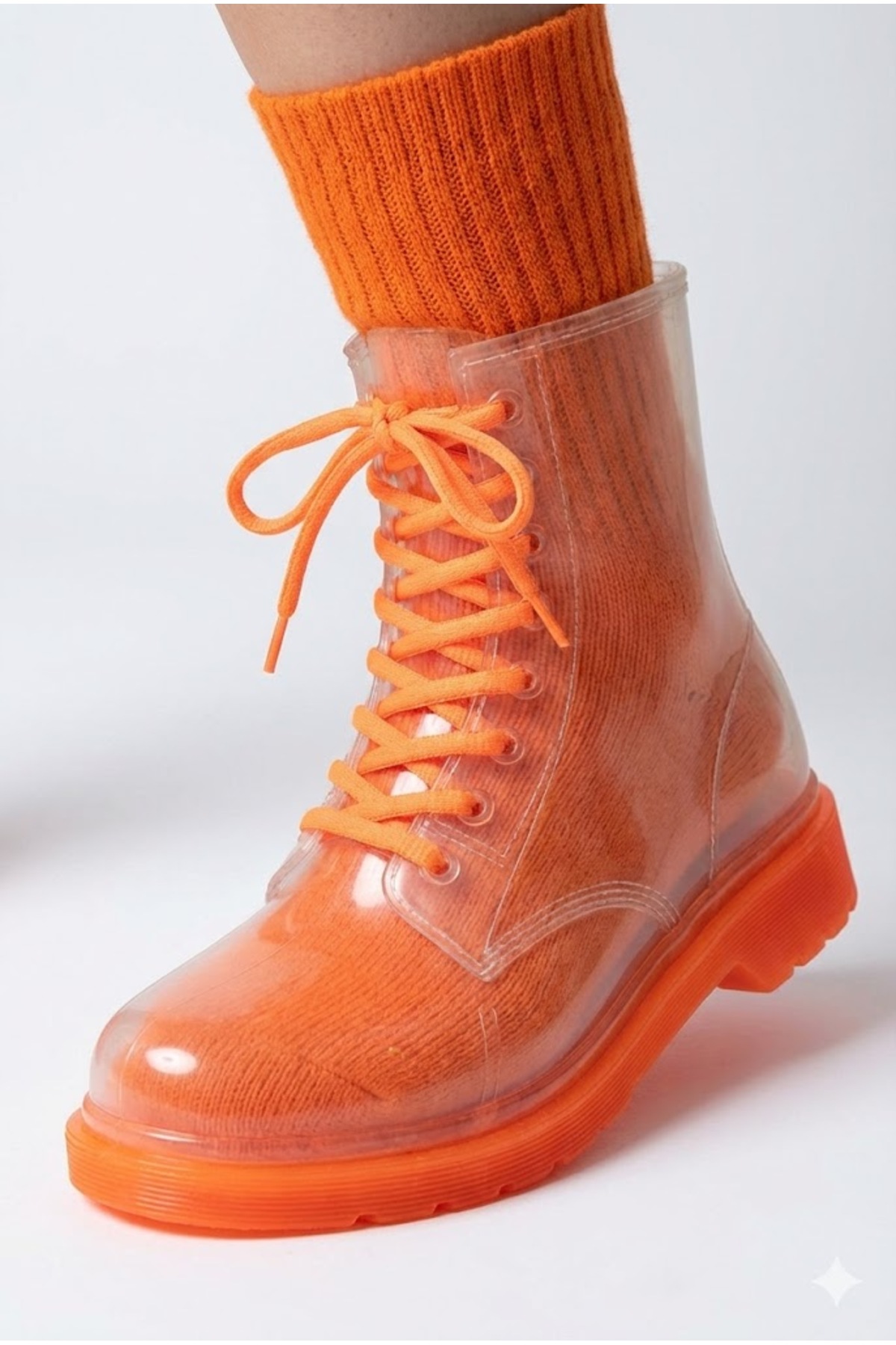 Frida Shoes Frida Kadın Şeffaf Su Geçirmez Bot 13400-turuncu Taban