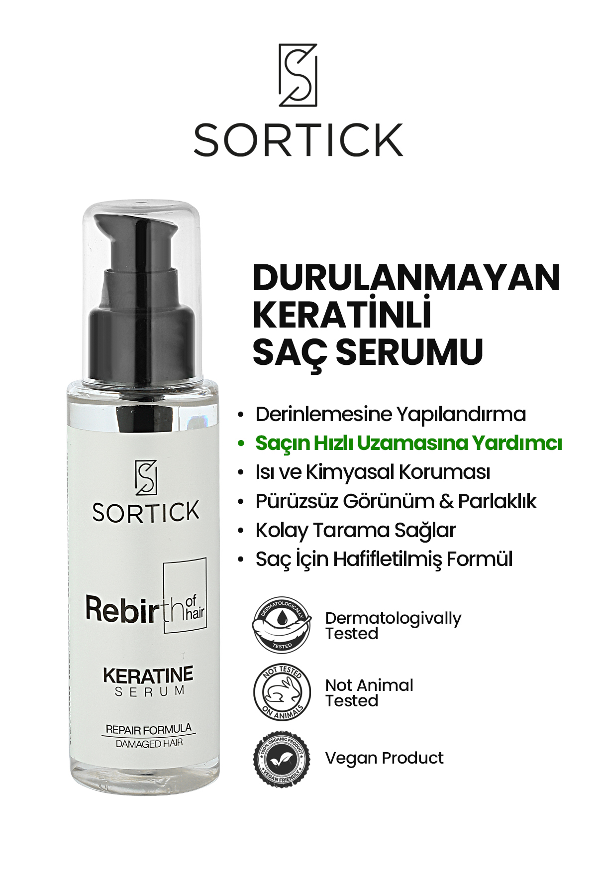 Sortick Saç Uzatma Etkili Keratin Bakım Serumu 100ml — S8
