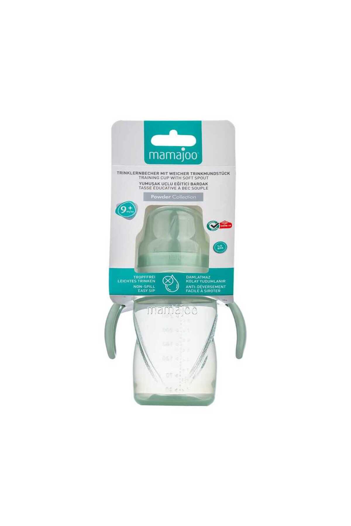 Mamajoo Antikolik Akıtmaz Alıştırma Bardağı 270 ml & İkili Ergonmik Beslenme Kaşığı - Powder Green fotoğrafı 6 (önizleme)