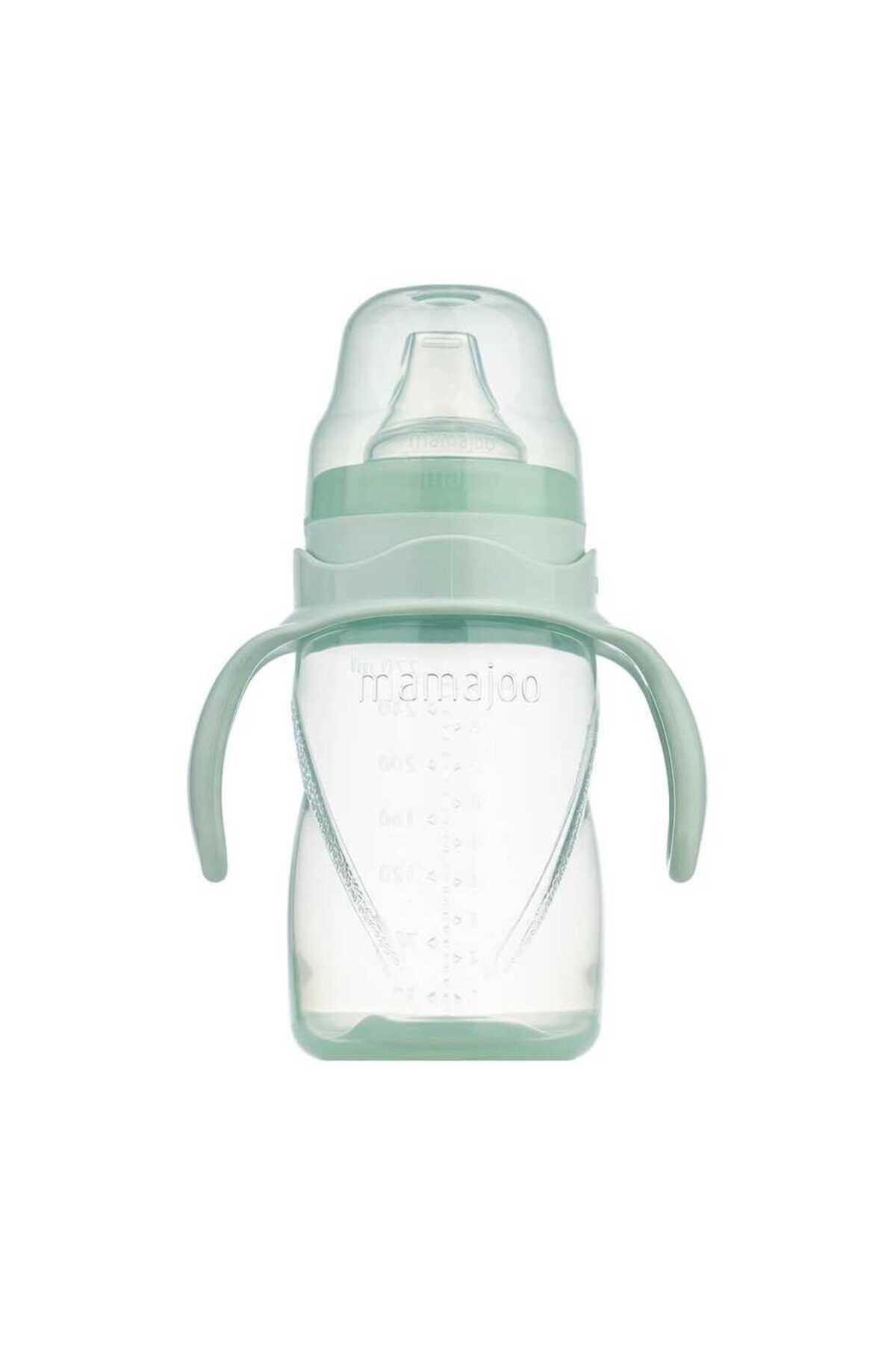 Mamajoo Antikolik Akıtmaz Alıştırma Bardağı 270 ml & İkili Ergonmik Beslenme Kaşığı - Powder Green fotoğrafı 3 (önizleme)