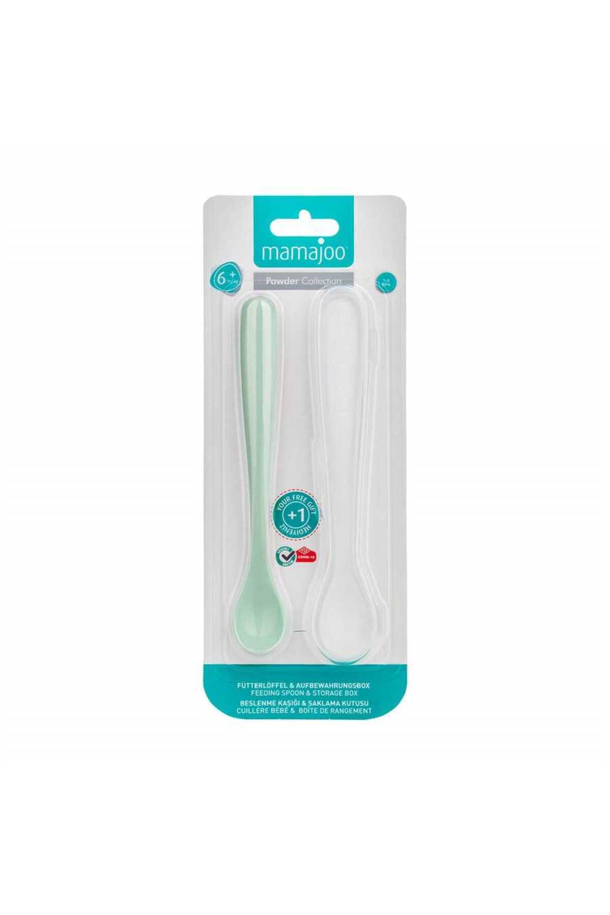 Mamajoo Antikolik Akıtmaz Alıştırma Bardağı 270 ml & İkili Ergonmik Beslenme Kaşığı - Powder Green fotoğrafı 7 (önizleme)