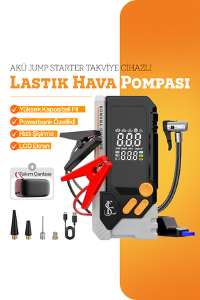 EN SİGA Akü Jump Starter 12.000 Mah Takviye Cihazlı Lastik Hava Pompası