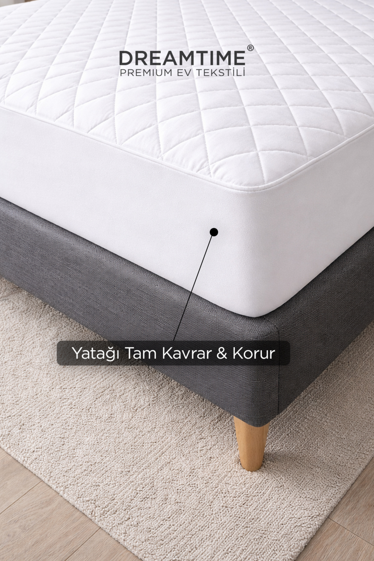 Dream Time Kapitone Fitted Su Sıvı Geçirmez Full Kenar Yatak Koruyucu Alez | Tek Çift Battal Bebek Çocuk fotoğrafı 4 (önizleme)