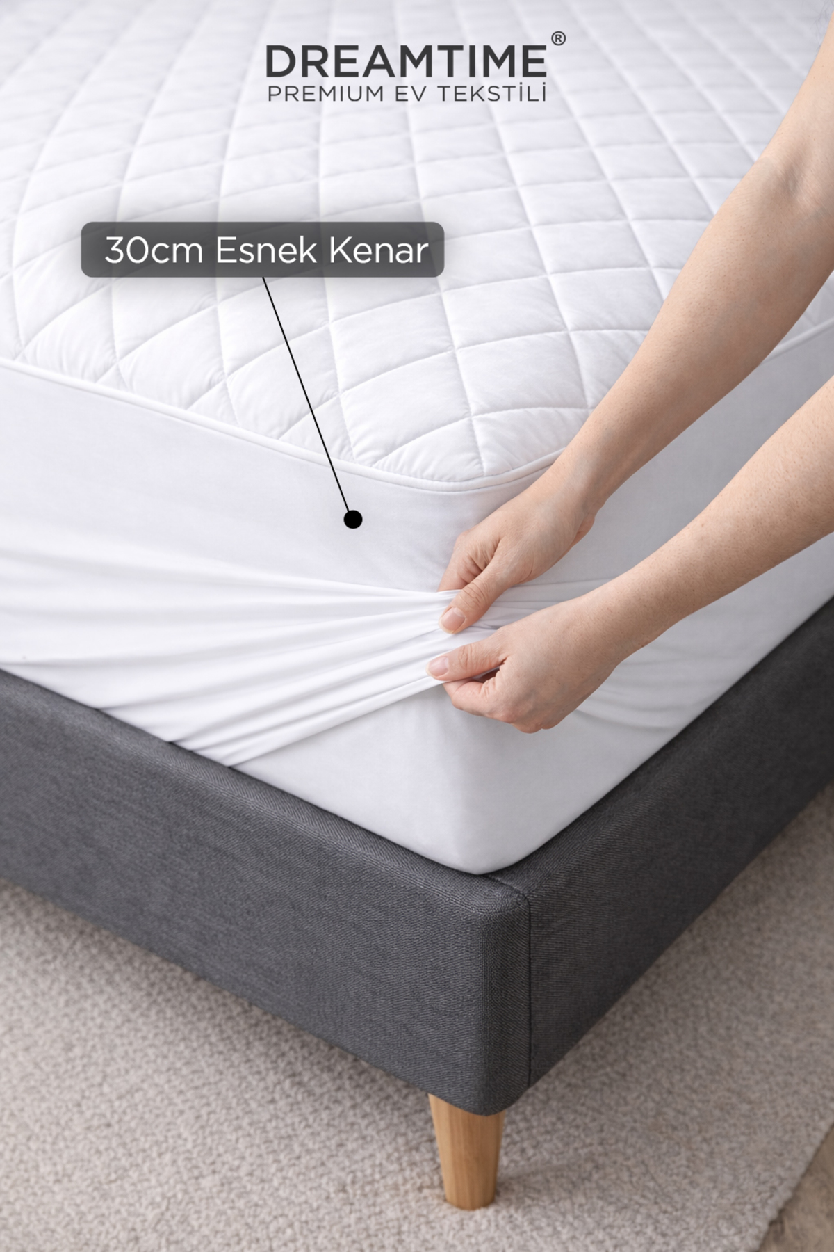 Dream Time Kapitone Fitted Su Sıvı Geçirmez Full Kenar Yatak Koruyucu Alez | Tek Çift Battal Bebek Çocuk fotoğrafı 2 (önizleme)