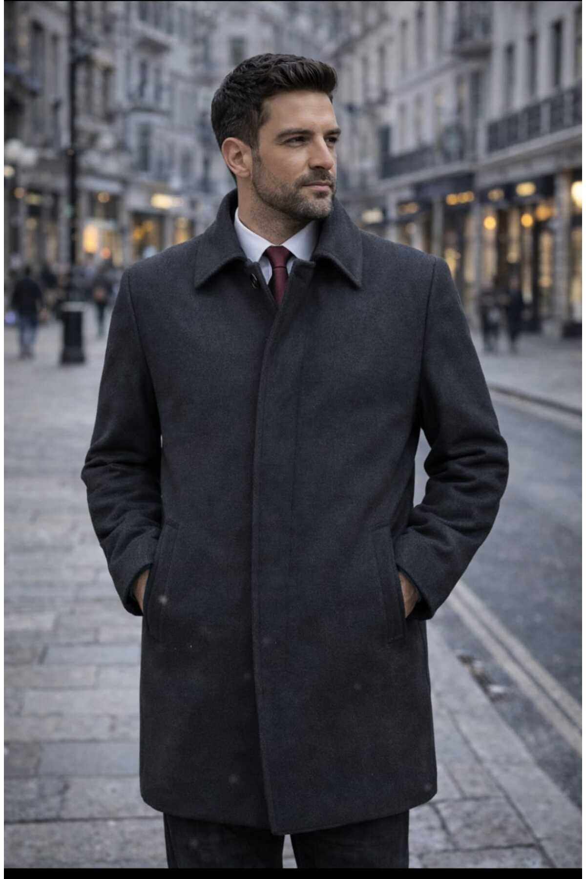 BYBEYEMS GİYİM  BEYEMS GÜNLÜK KLASİK FÜME (GRİ) BATTAL ERKEK PALTO