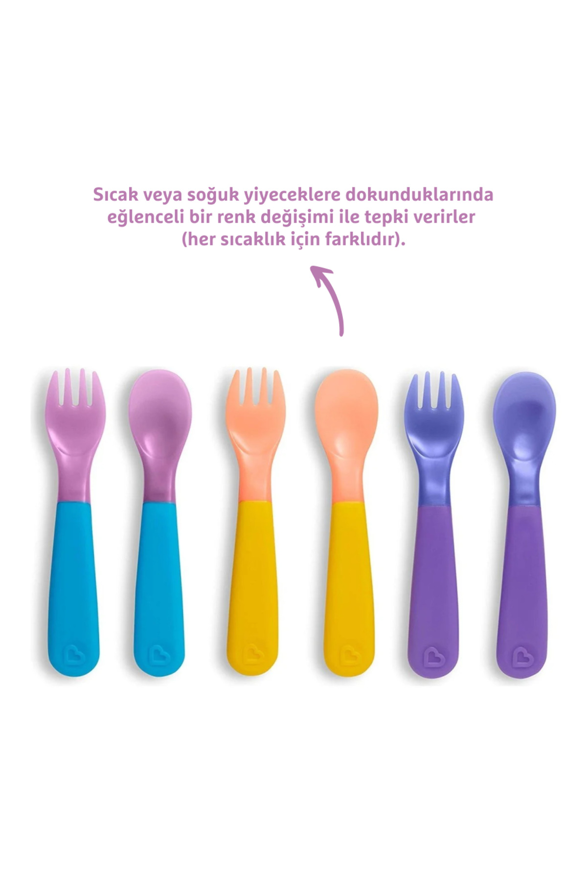 Munchkin Isıya Göre Renk Değiştiren Çatal ve Kaşık Seti | 12 Ay+ | 6 Adet | BPA İçermez fotoğrafı 3 (önizleme)