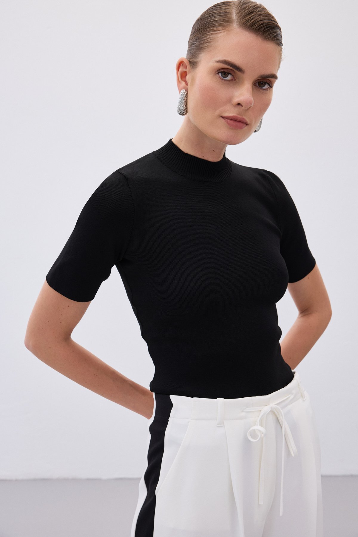 Sateen  Yarım Balıkçı Triko - Siyah - Görsel 7