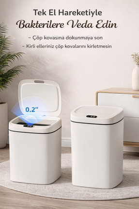 ADEFCO Sensörlü Çöp Kovası 16L Otomatik Kapak Temassız